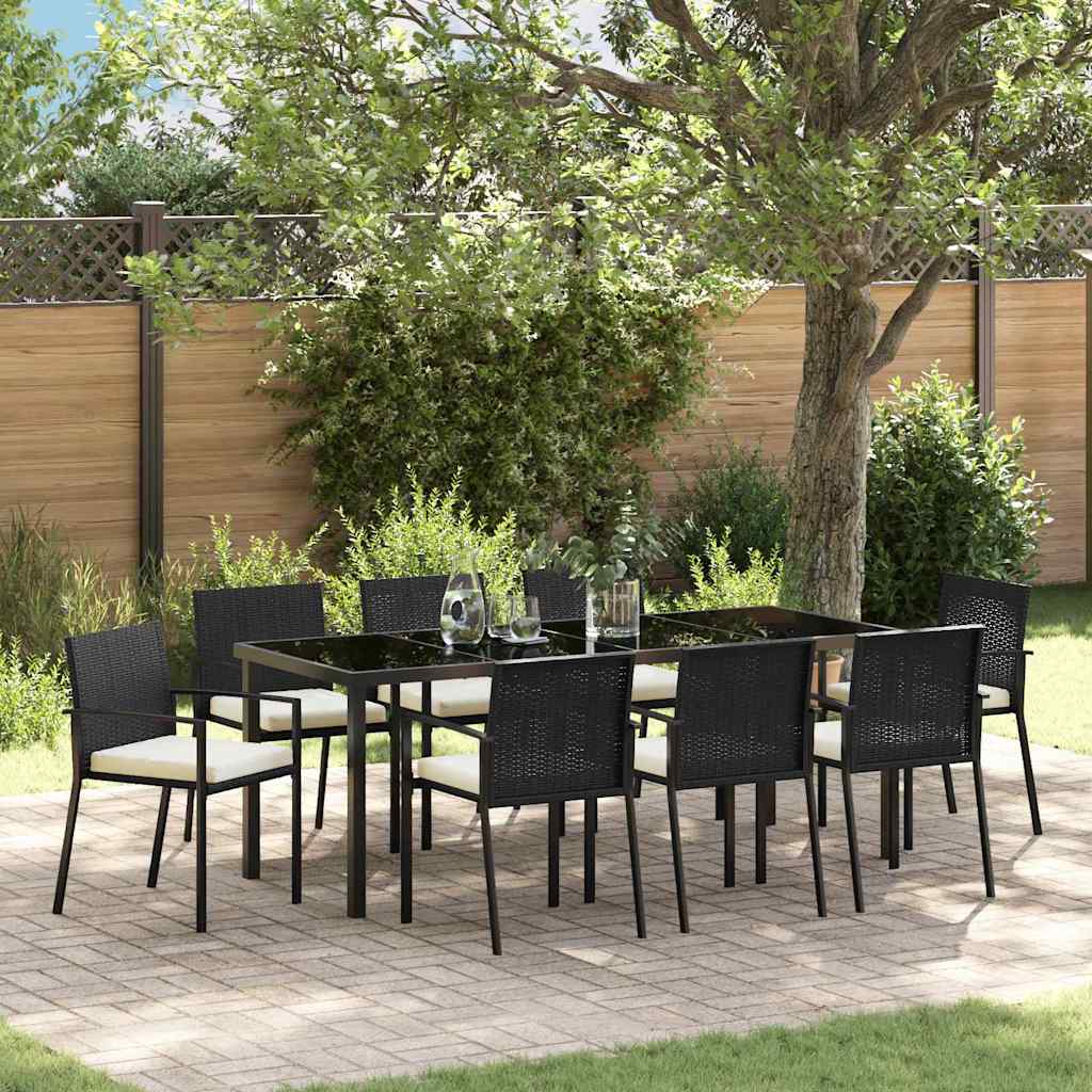 Set da Pranzo per Giardino 9 pz Nero