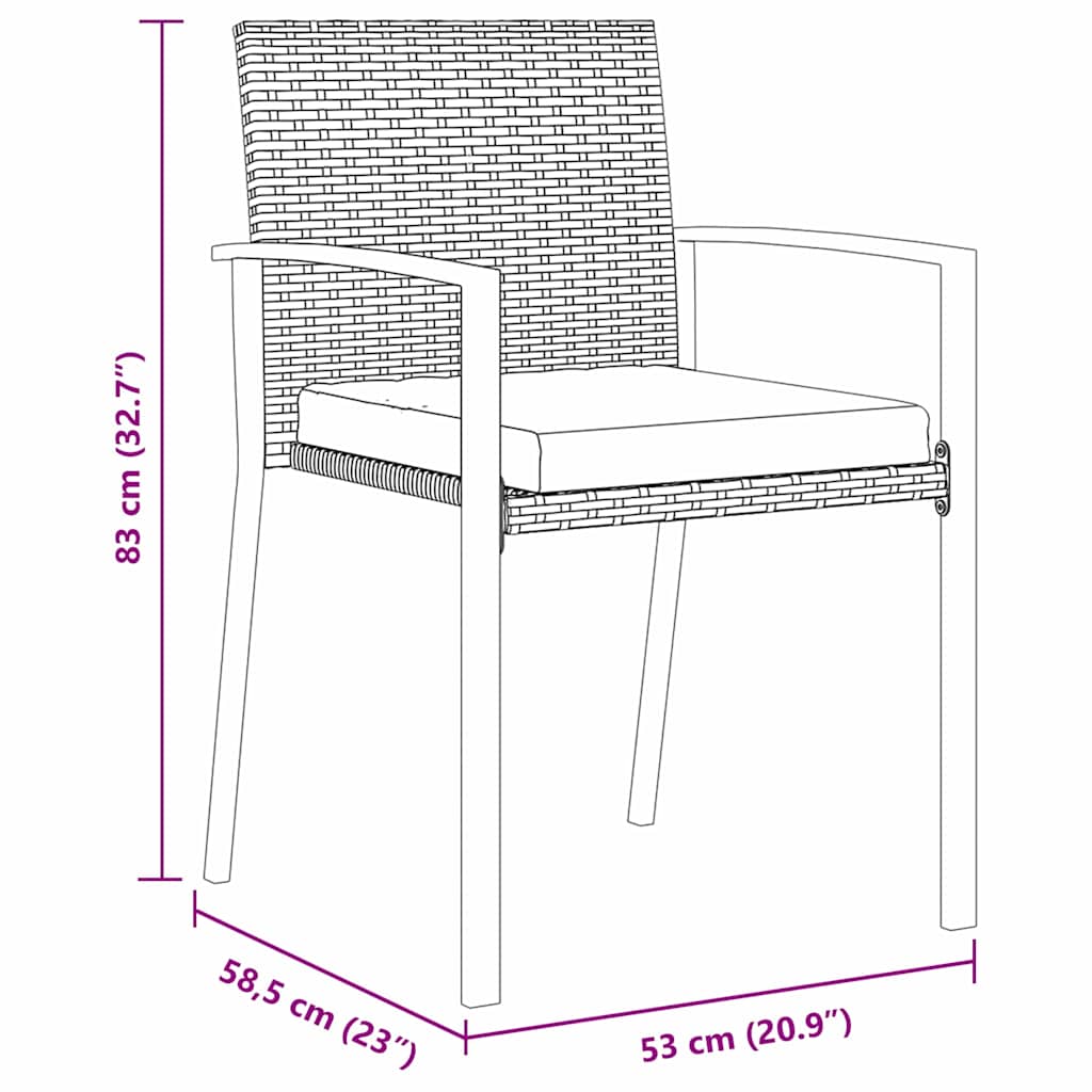 Set da Pranzo per Giardino 9 pz Nero