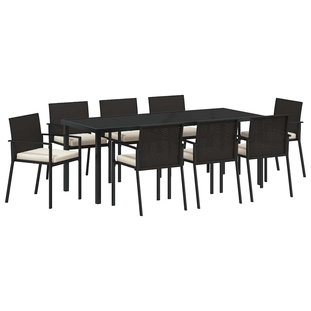 Set da Pranzo per Giardino 9 pz Nero