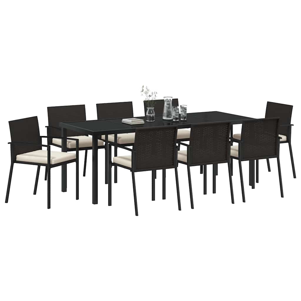 Set da Pranzo per Giardino 9 pz Nero
