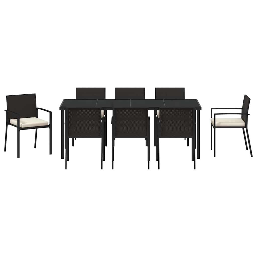 Set da Pranzo per Giardino 9 pz Nero