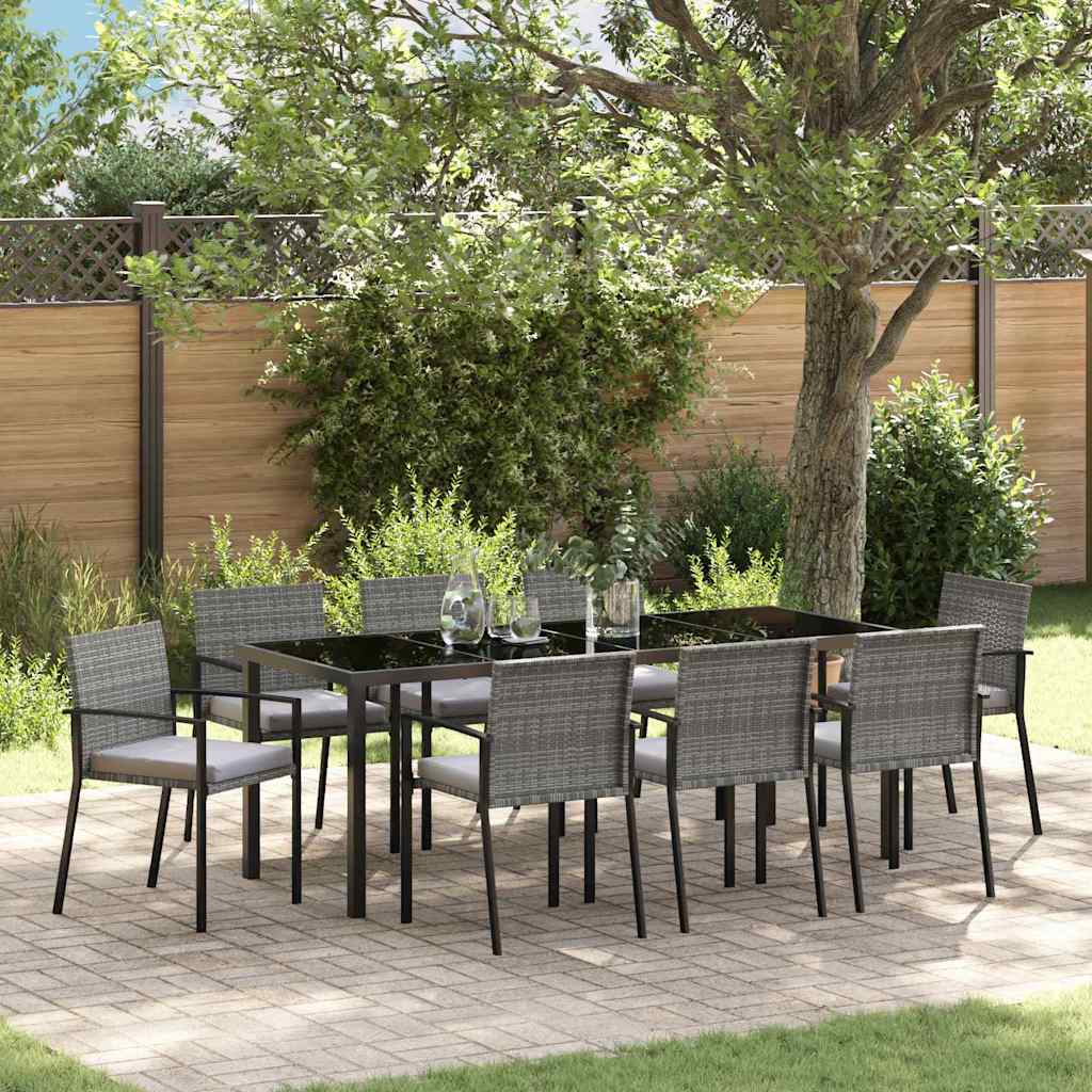 Set da Pranzo per Giardino 9 pz Grigio