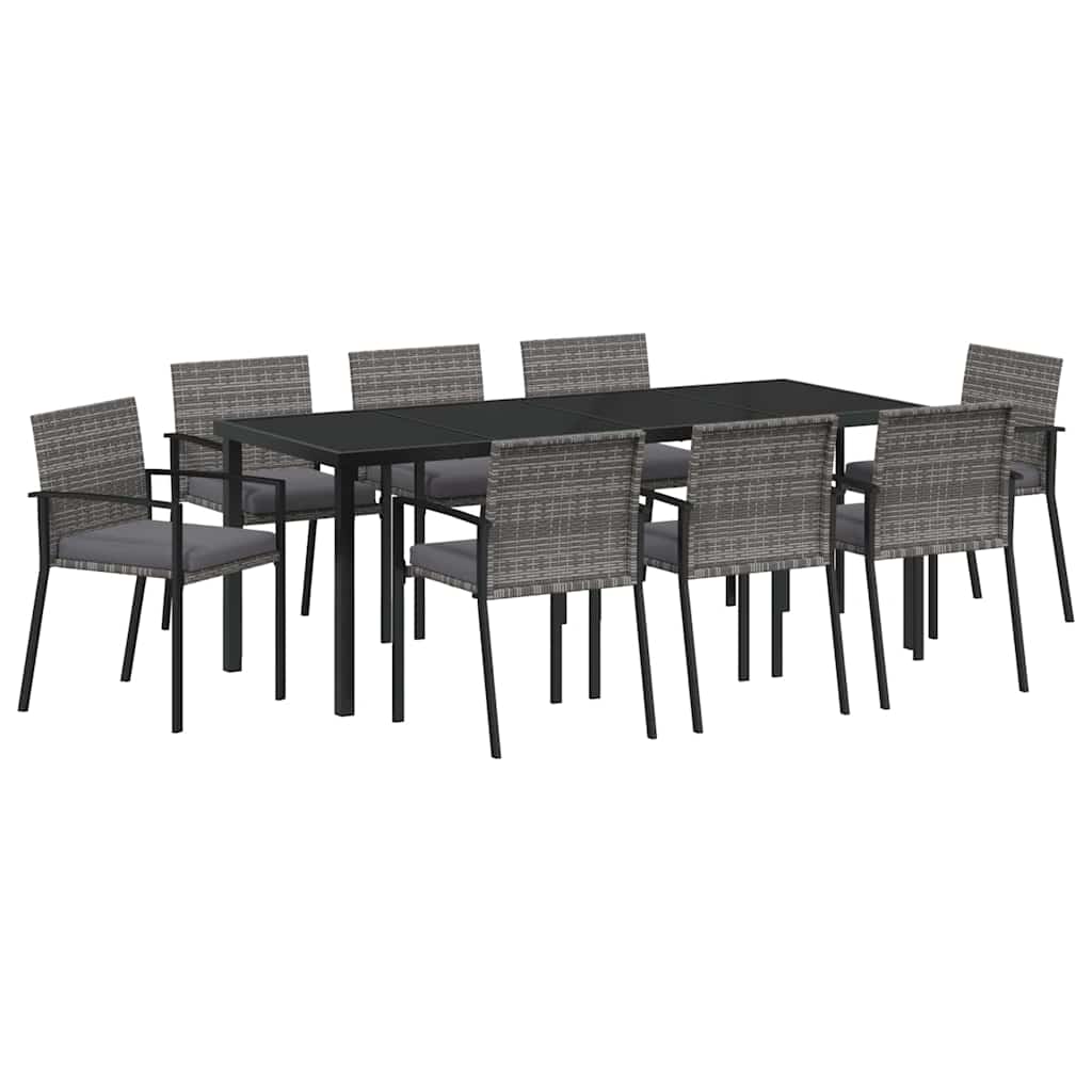 Set da Pranzo per Giardino 9 pz Grigio