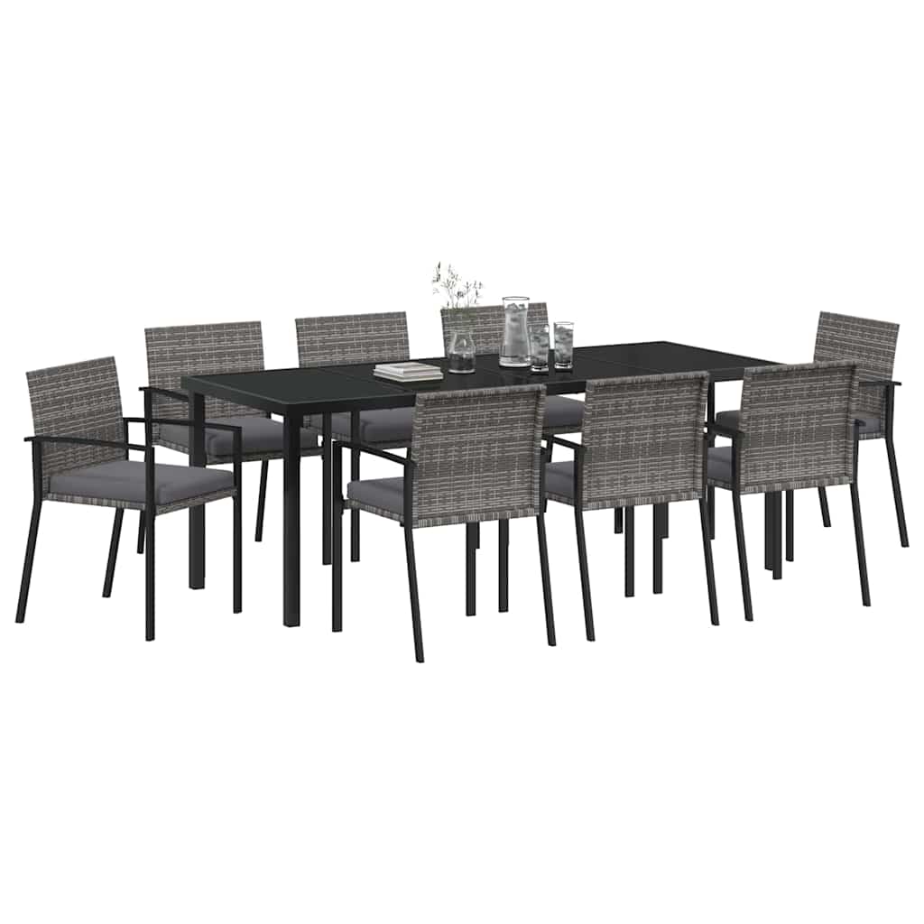Set da Pranzo per Giardino 9 pz Grigio