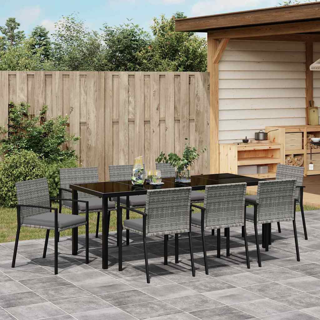 Set da Pranzo per Giardino 9 pz Grigio