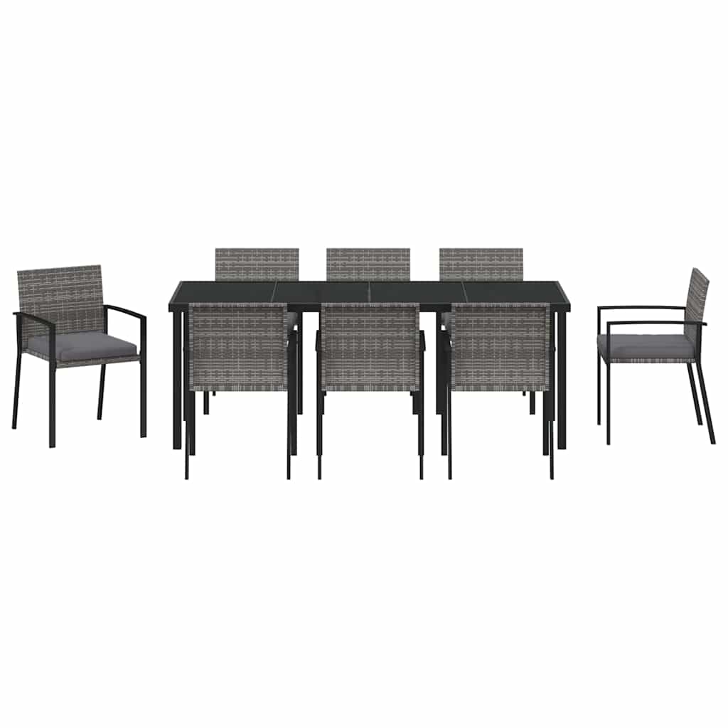 Set da Pranzo per Giardino 9 pz Grigio