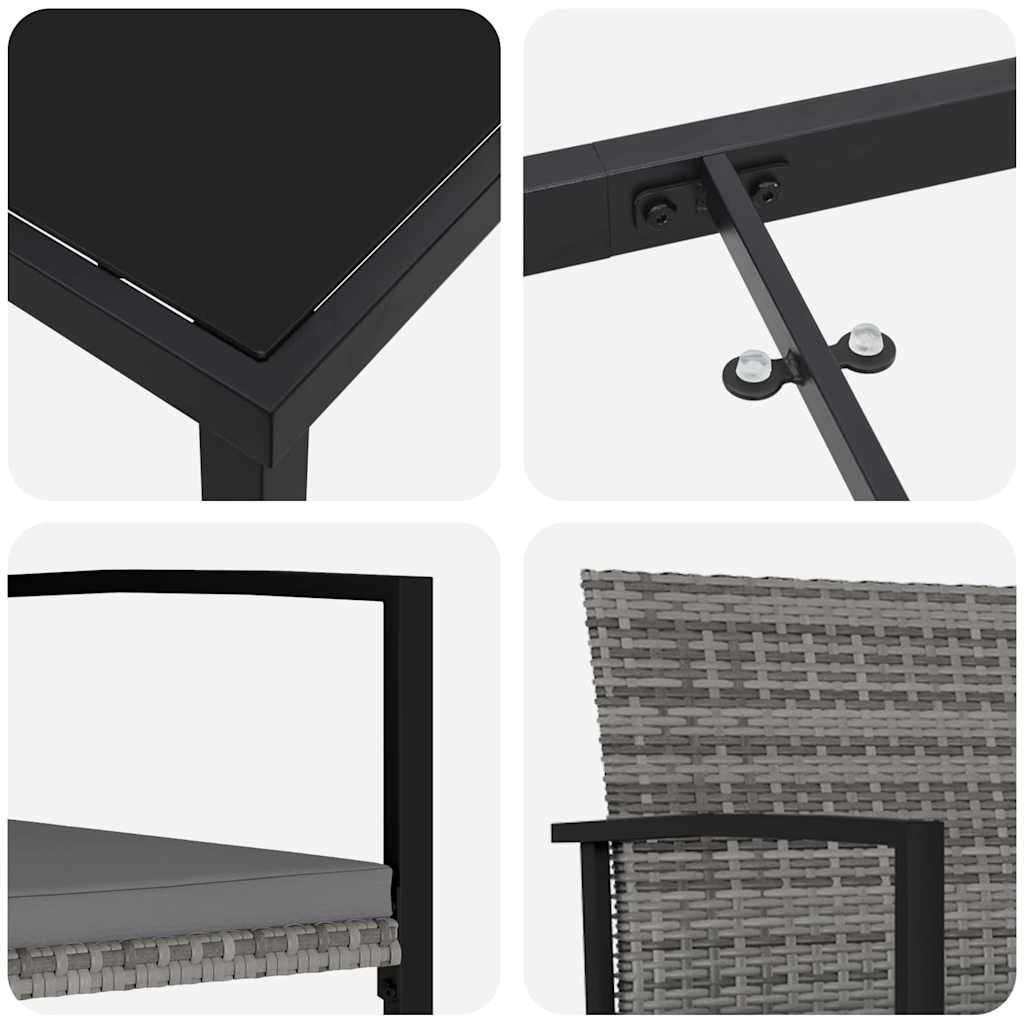 Set da Pranzo per Giardino 9 pz Grigio