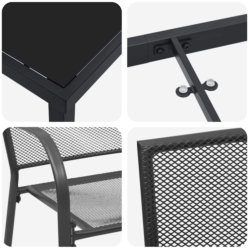 Set da Pranzo per Giardino 5 pz Antracite