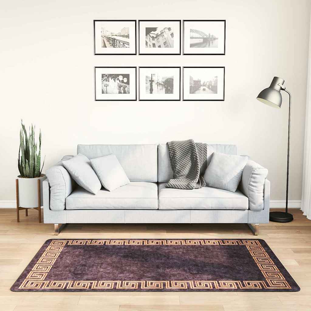 Tappeto Lavabile 80x150 cm Nero e Oro