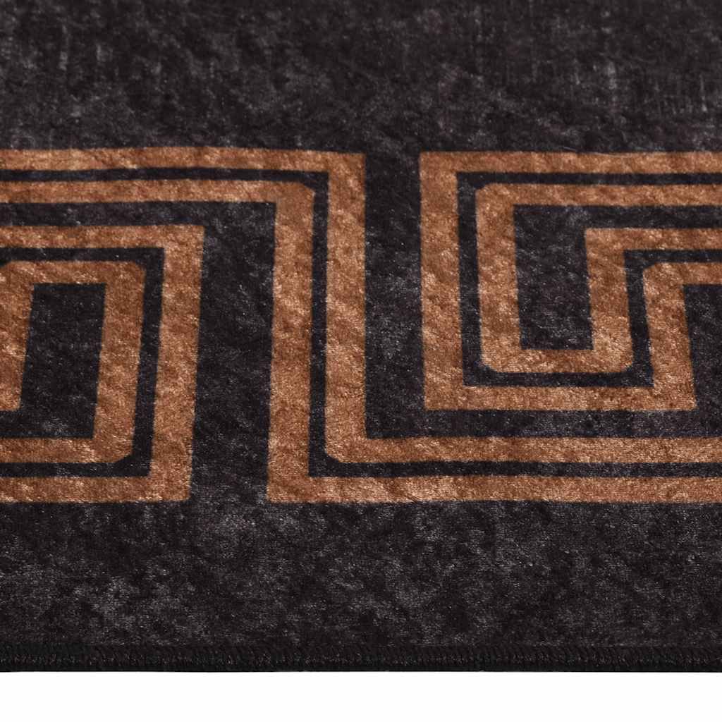 Tappeto Lavabile 80x150 cm Nero e Oro