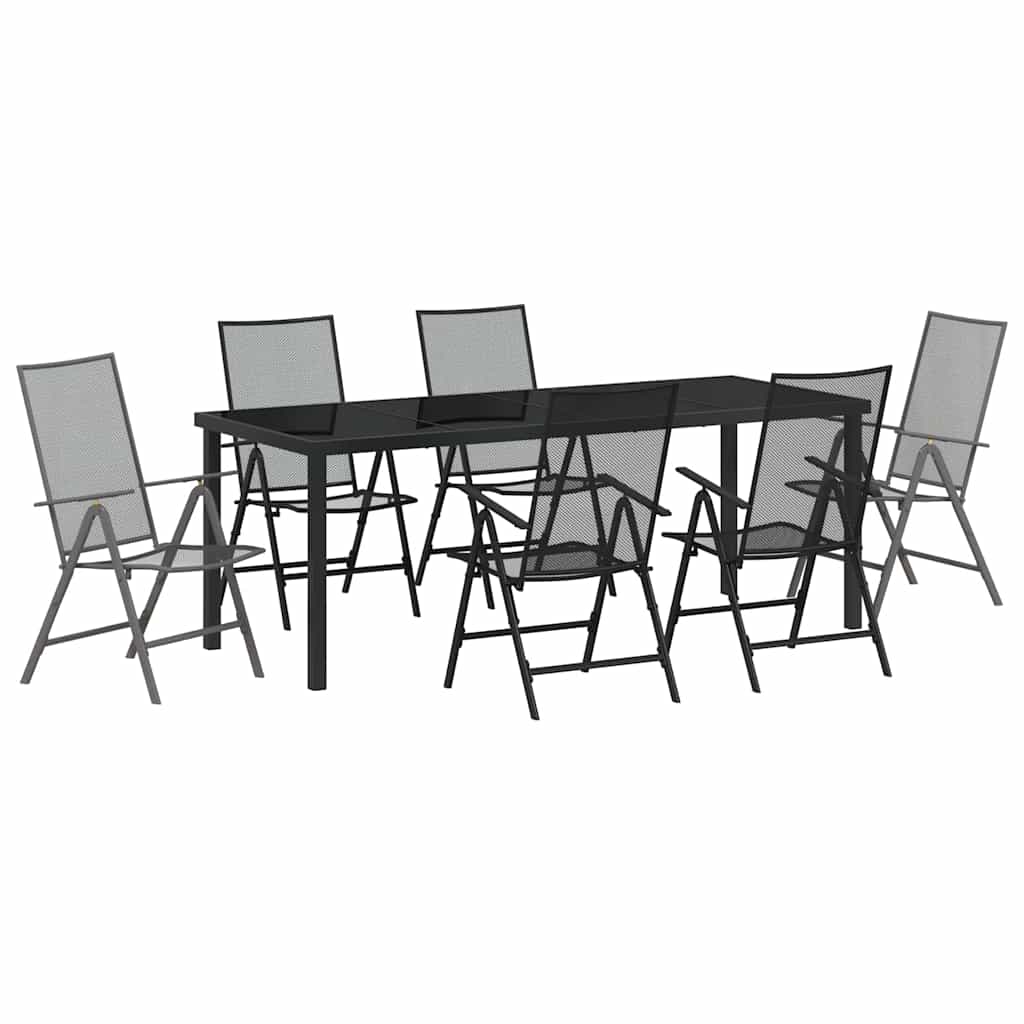 Set da Pranzo per Giardino 7 pz Antracite