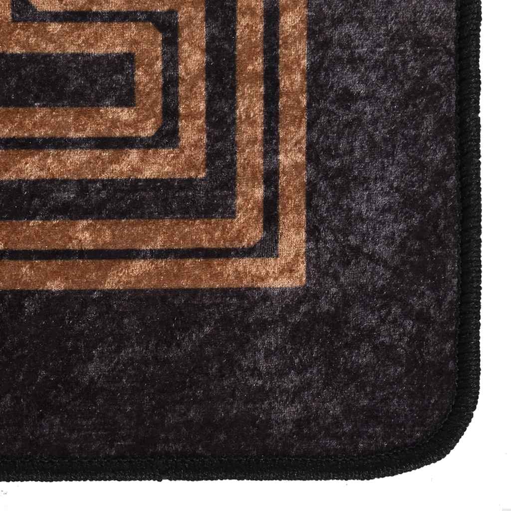Tappeto Lavabile 80x300 cm Nero e Oro