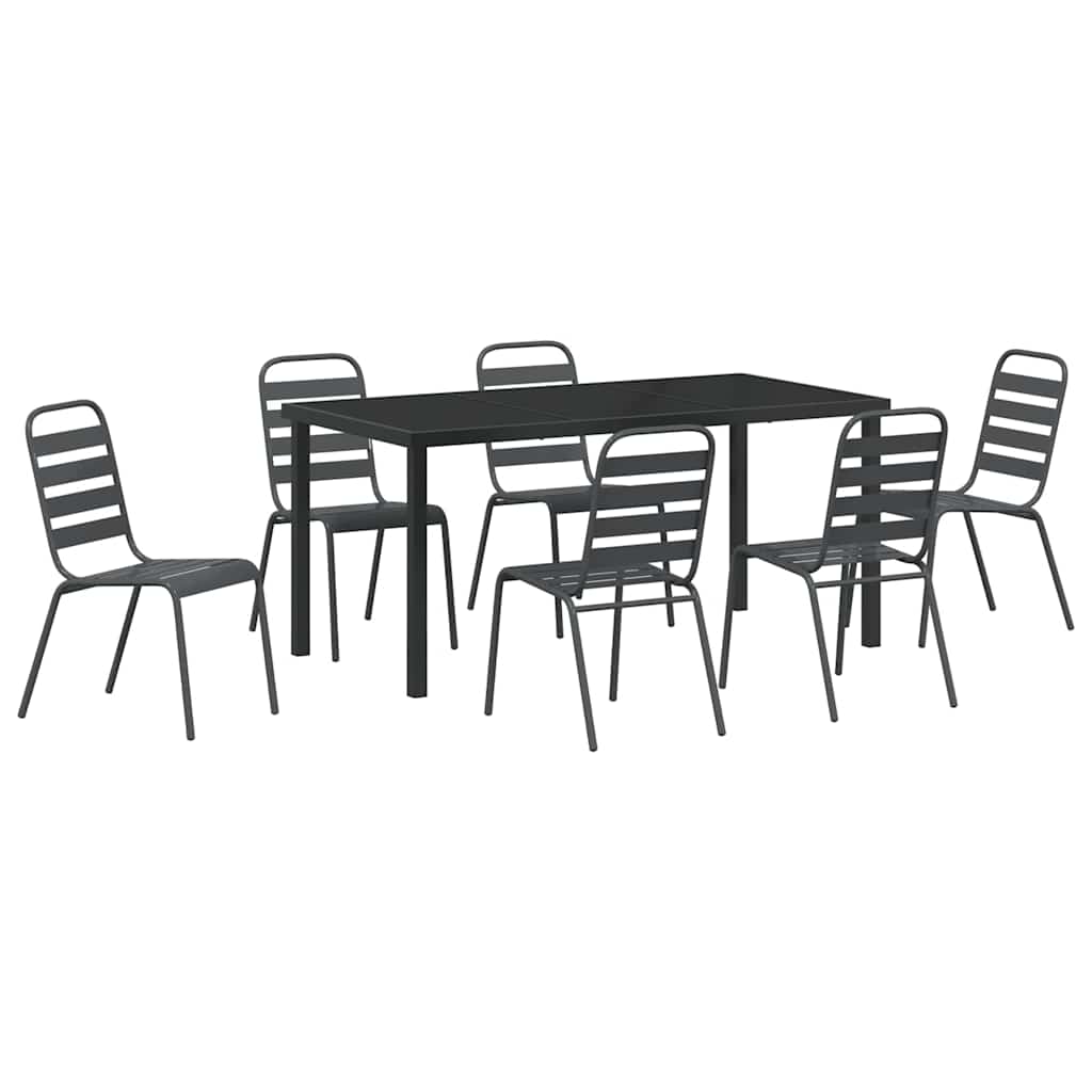 Set da Pranzo per Giardino 7 pz Antracite