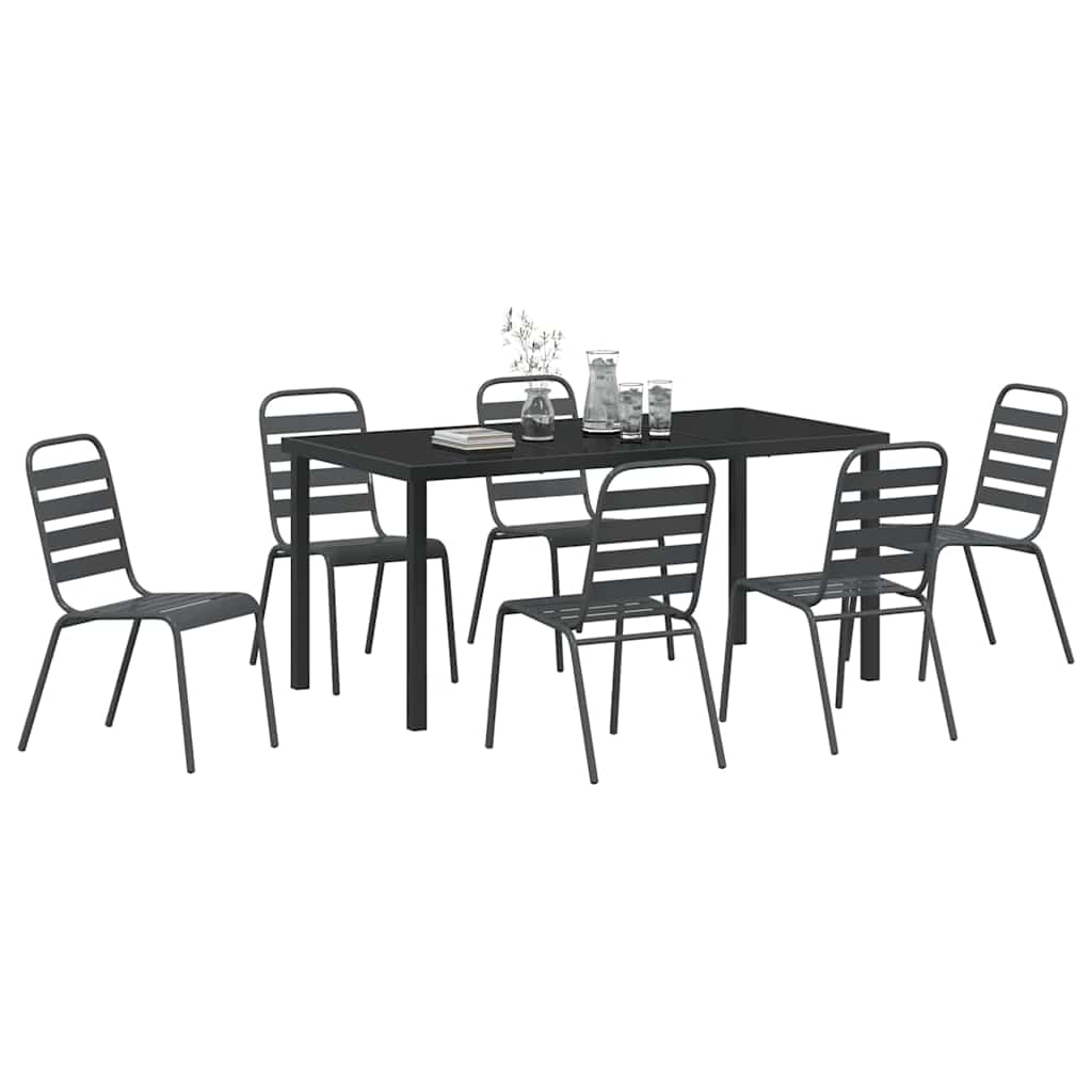 Set da Pranzo per Giardino 7 pz Antracite