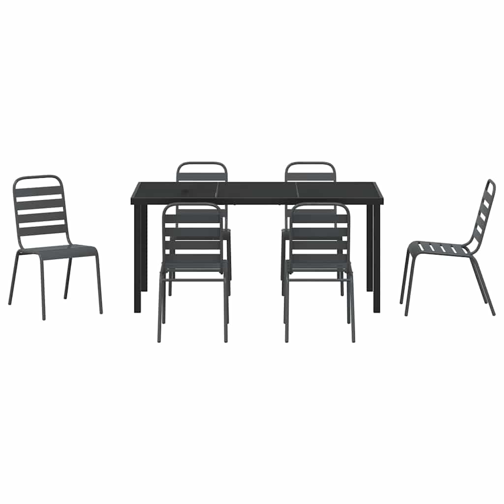 Set da Pranzo per Giardino 7 pz Antracite