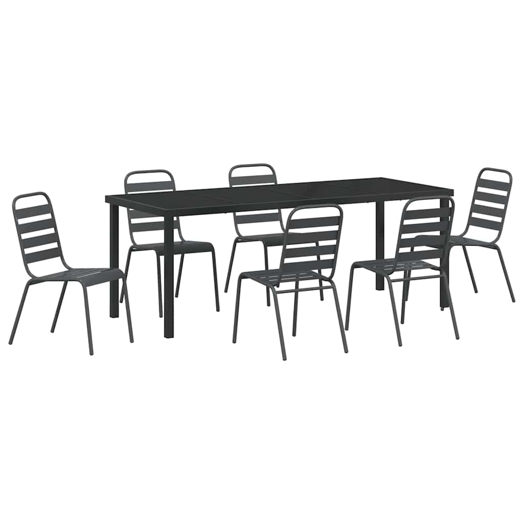 Set da Pranzo per Giardino 7 pz Antracite