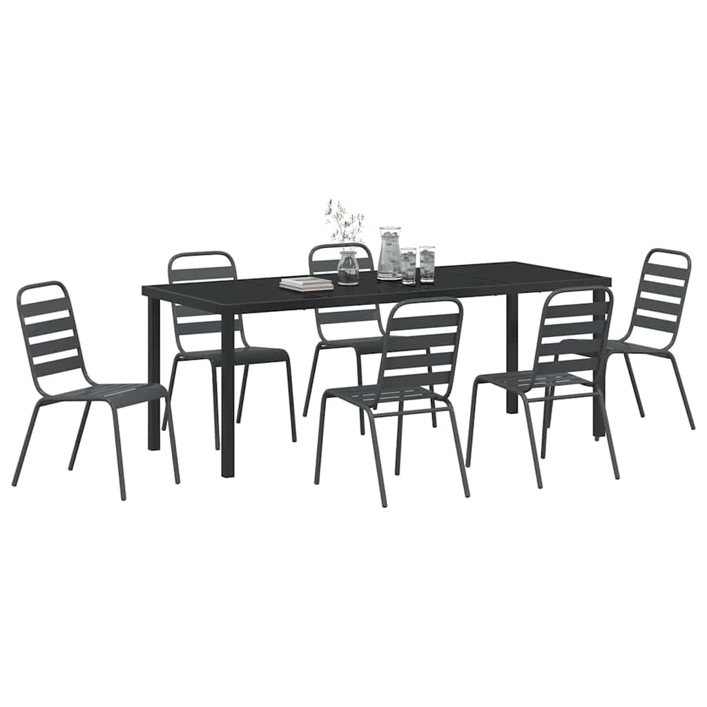 Set da Pranzo per Giardino 7 pz Antracite