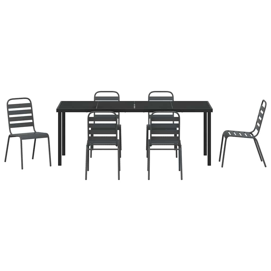 Set da Pranzo per Giardino 7 pz Antracite