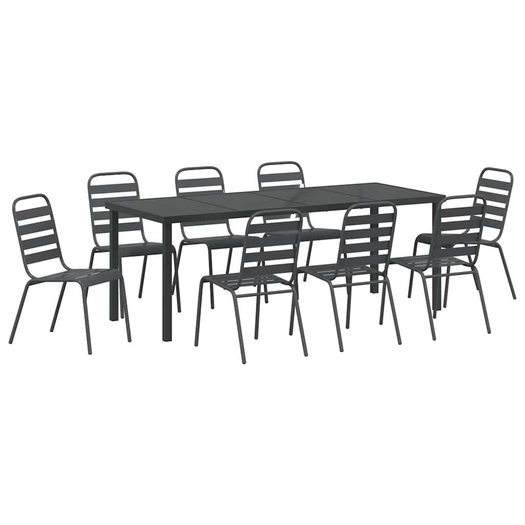 Set da Pranzo per Giardino 9 pz Antracite