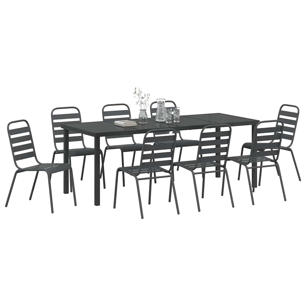 Set da Pranzo per Giardino 9 pz Antracite