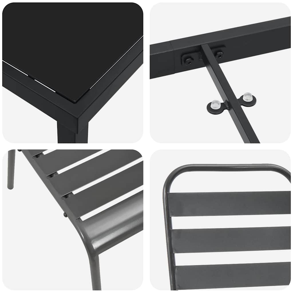 Set da Pranzo per Giardino 9 pz Antracite