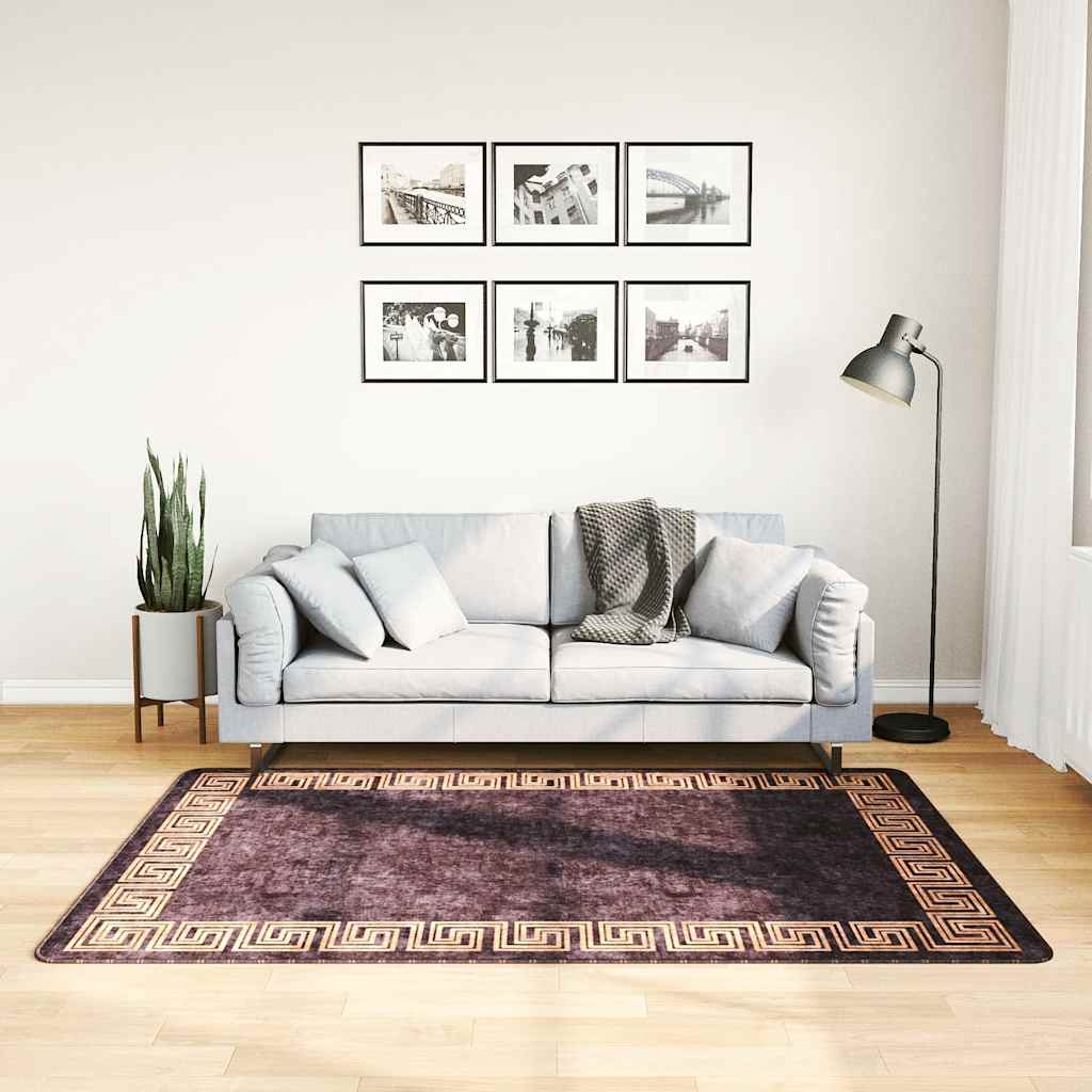 Tappeto Lavabile 120x180 cm Nero e Oro