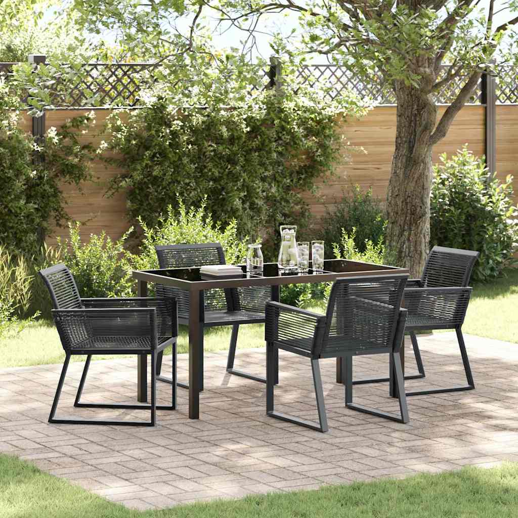 Set da Pranzo per Giardino 5 pz Nero
