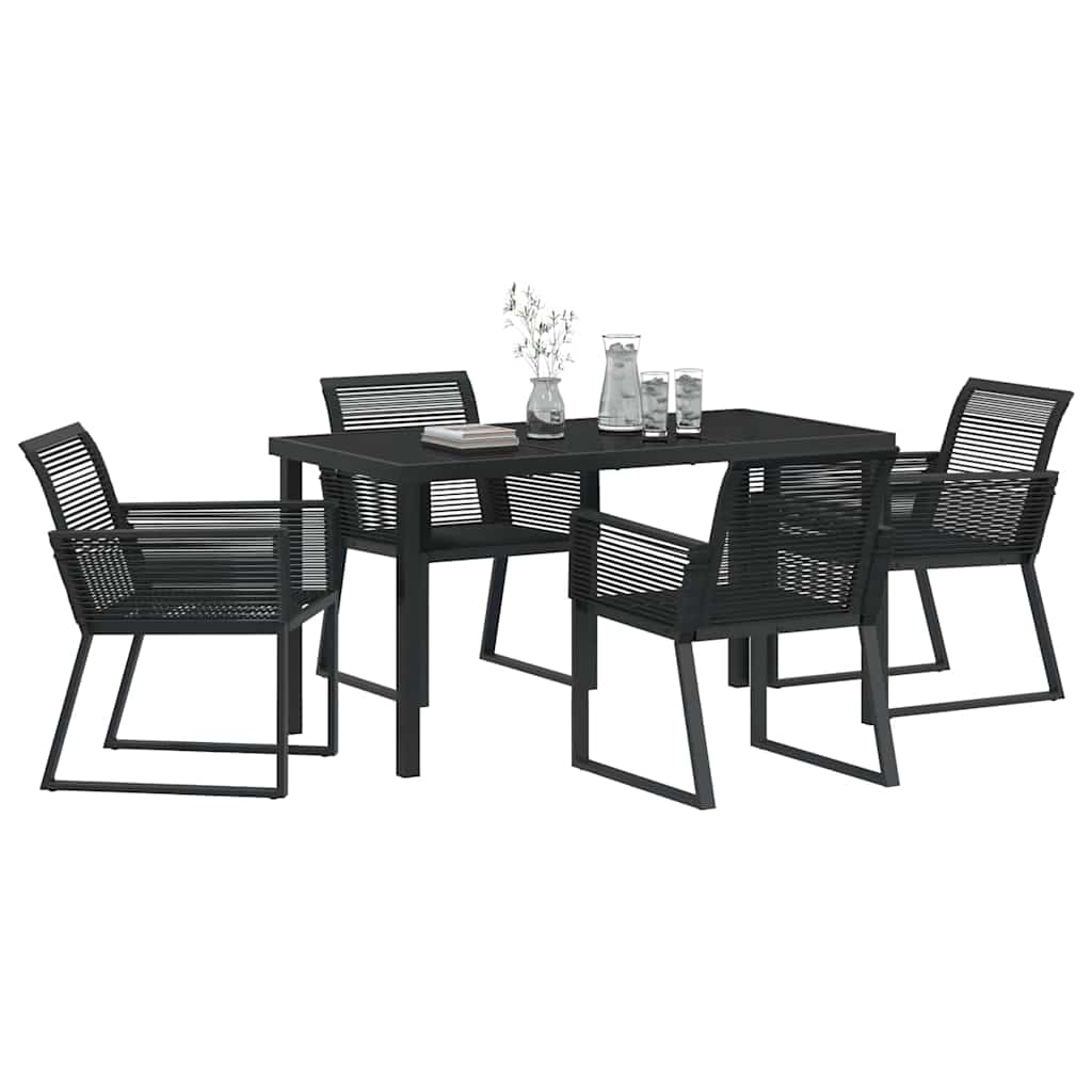 Set da Pranzo per Giardino 5 pz Nero