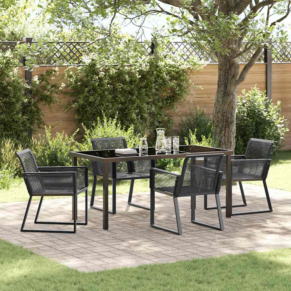 Set da Pranzo per Giardino 5 pz Nero