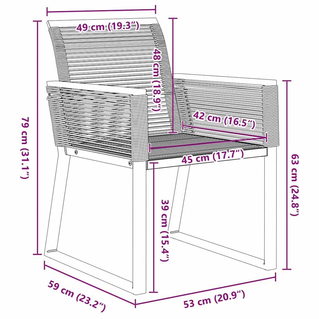 Set da Pranzo per Giardino 5 pz Nero