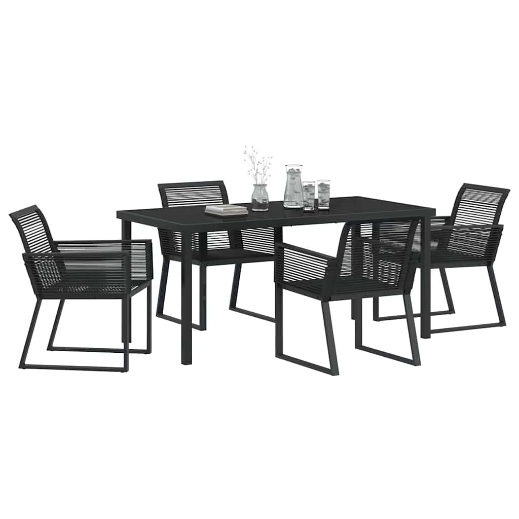Set da Pranzo per Giardino 5 pz Nero