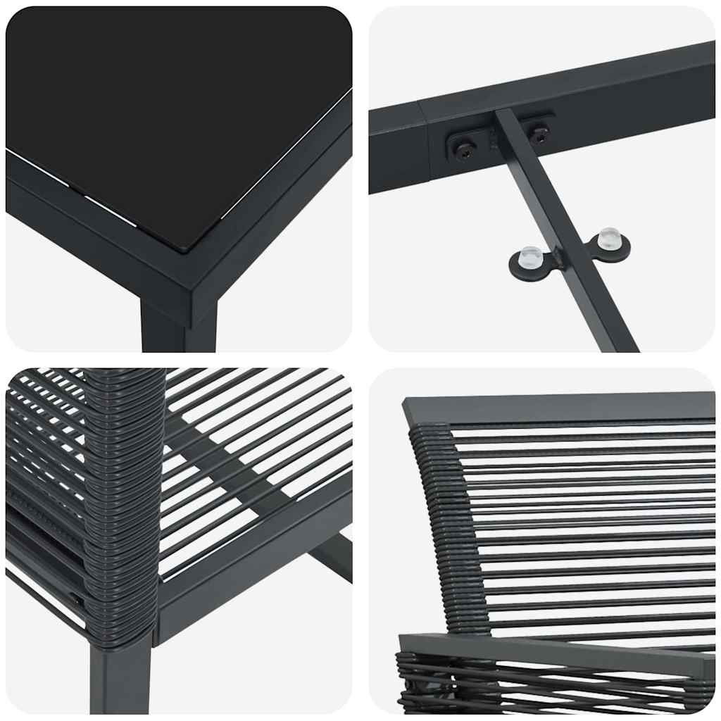 Set da Pranzo per Giardino 5 pz Nero