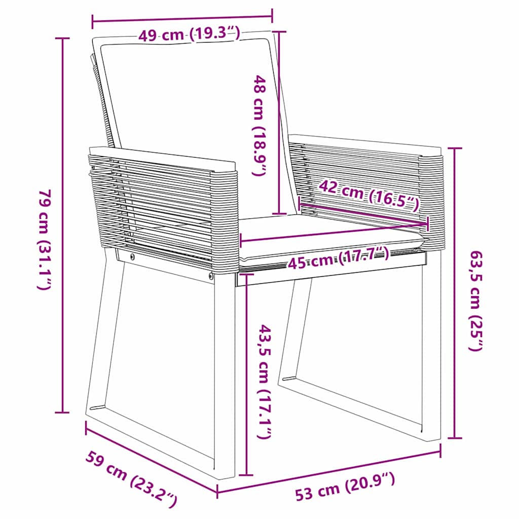 Set da Pranzo per Giardino 5 pz Nero