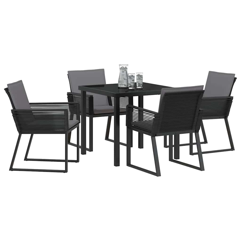 Set da Pranzo per Giardino 5 pz Nero