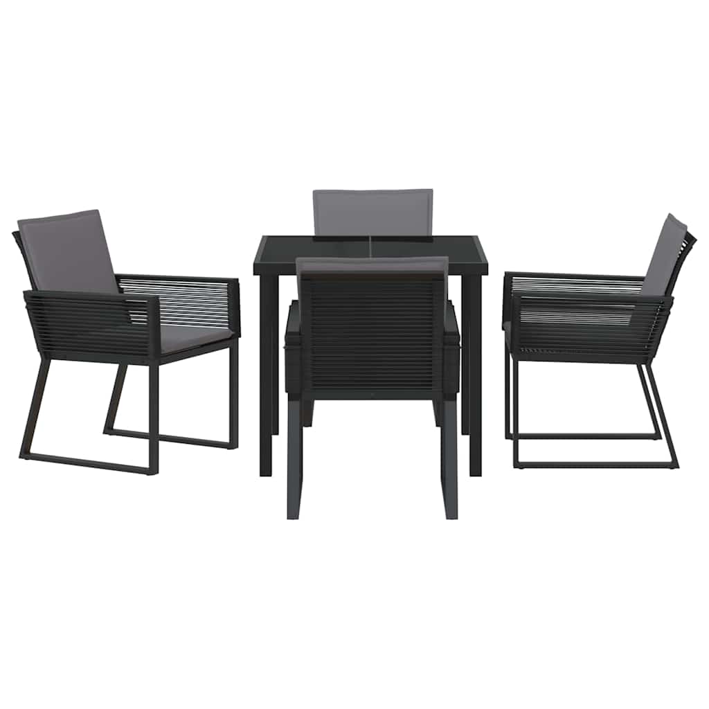 Set da Pranzo per Giardino 5 pz Nero