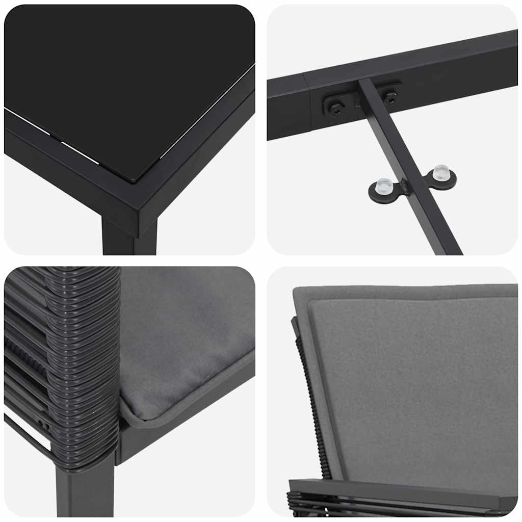 Set da Pranzo per Giardino 5 pz Nero