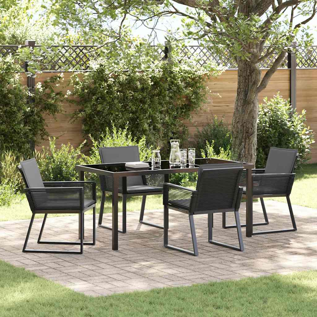Set da Pranzo per Giardino 5 pz Nero