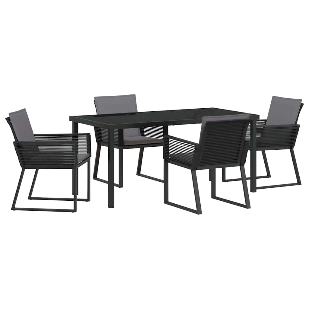 Set da Pranzo per Giardino 5 pz Nero