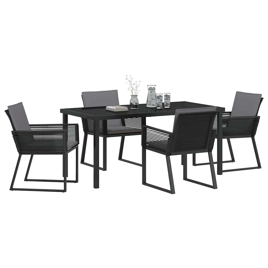Set da Pranzo per Giardino 5 pz Nero