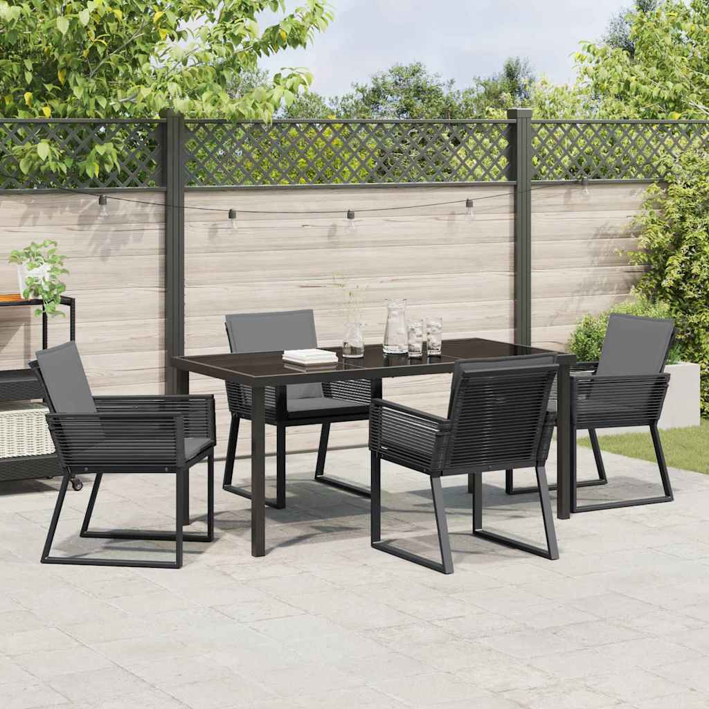 Set da Pranzo per Giardino 5 pz Nero