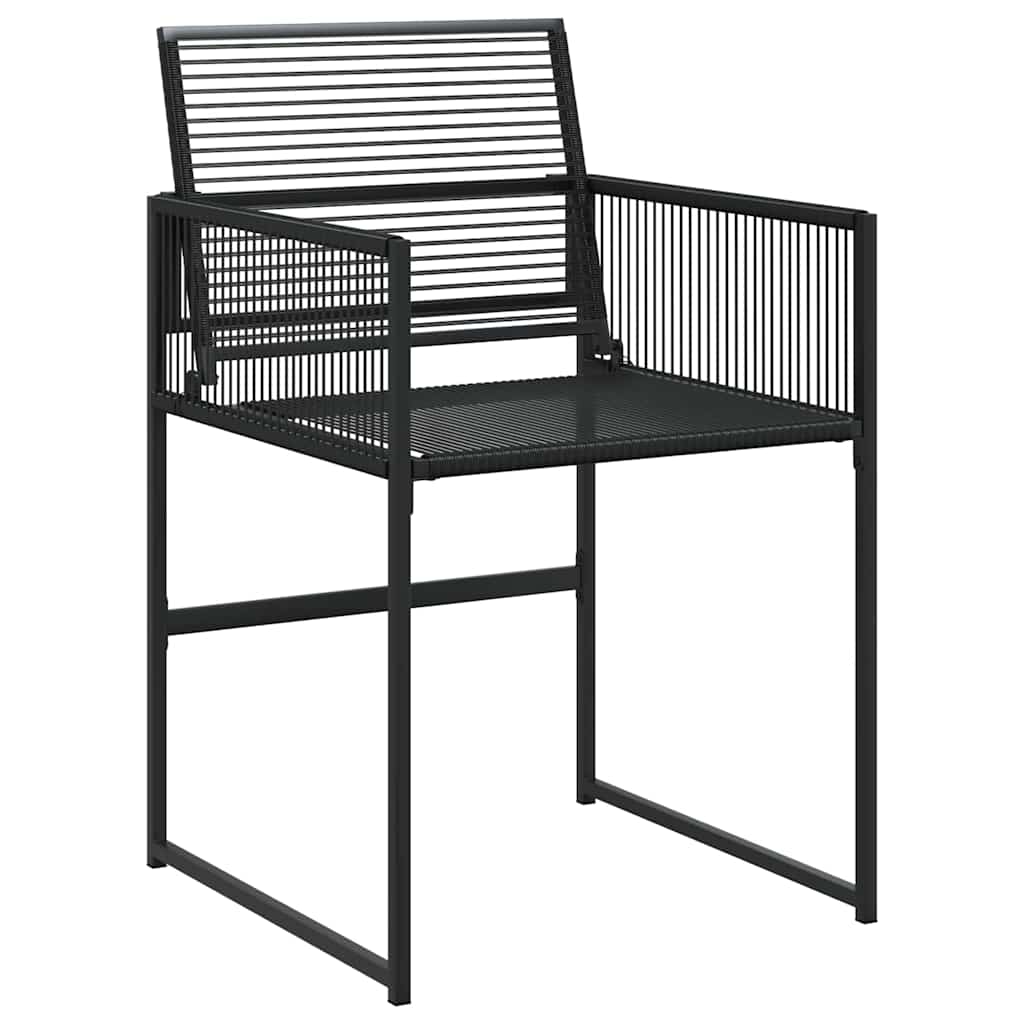 Set da Pranzo per Giardino 9 pz Nero polyrattan