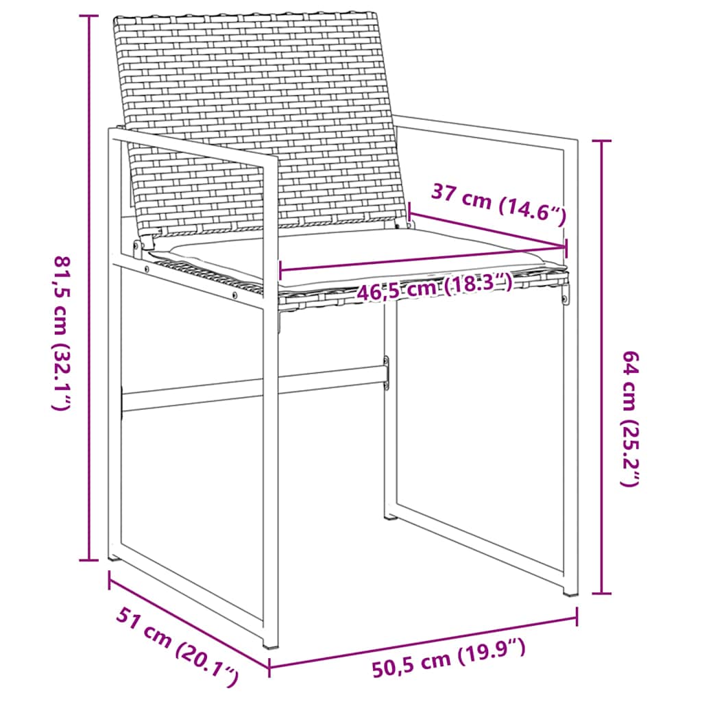 Set da Pranzo per Giardino 9 pz Nero e Crema polyrattan