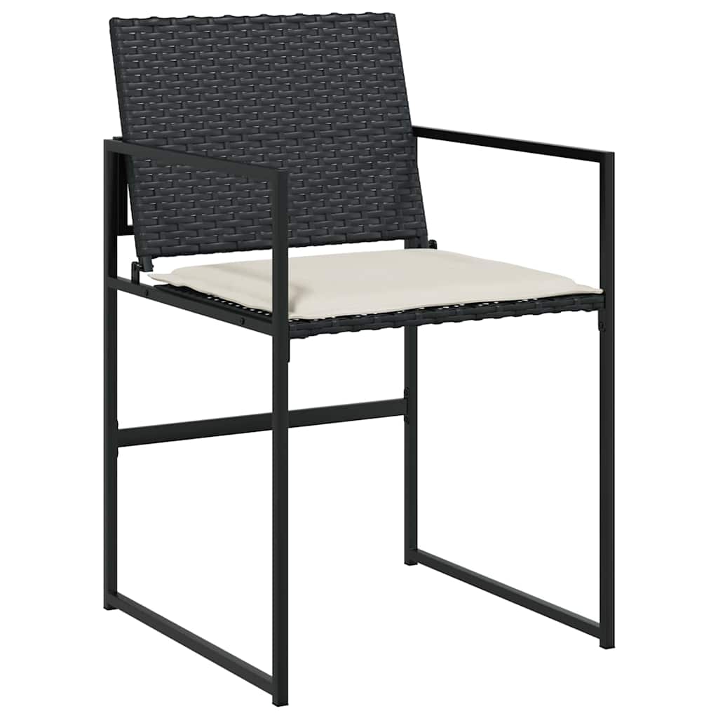 Set da Pranzo per Giardino 9 pz Nero e Crema polyrattan