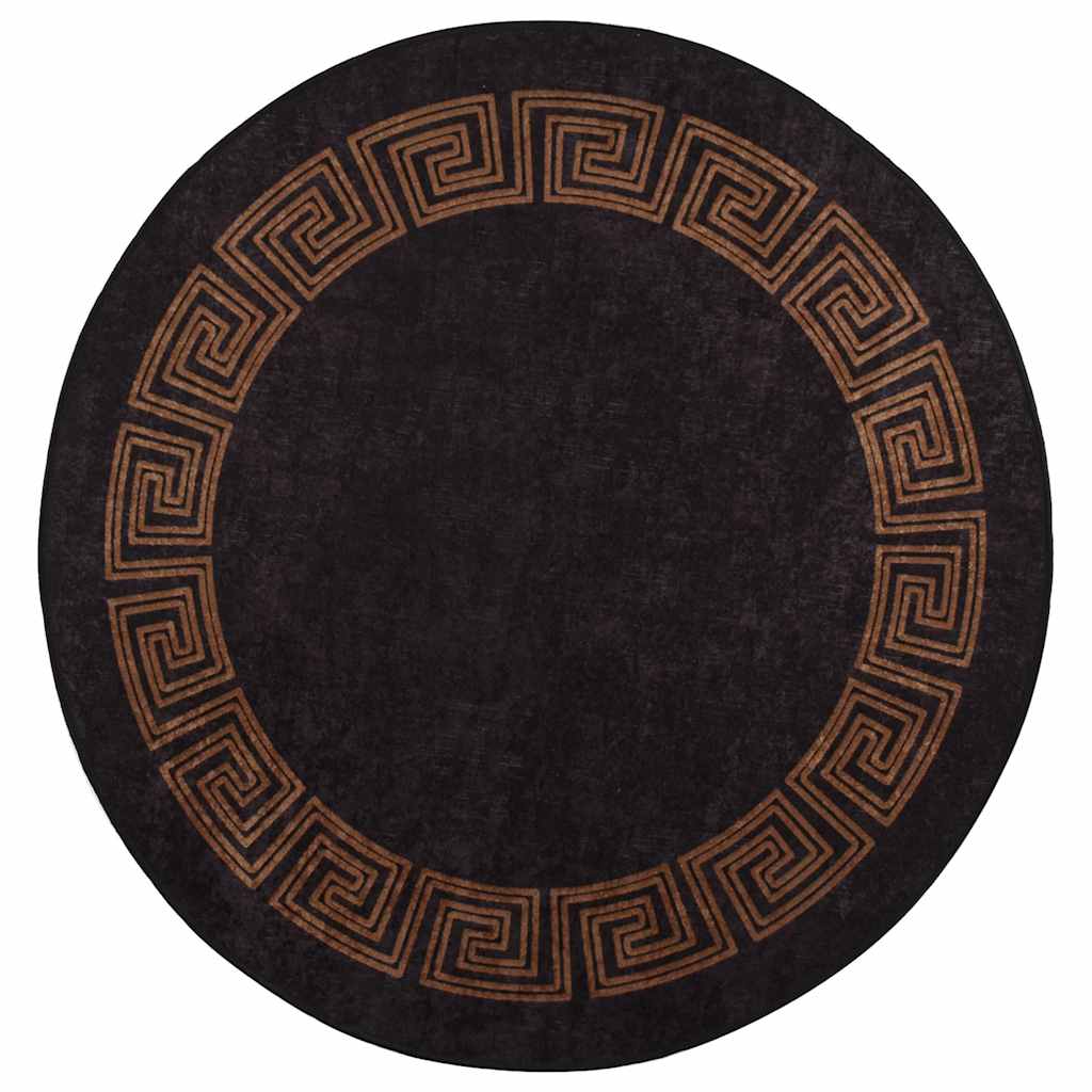 Tappeto Lavabile φ120 cm Nero e Oro