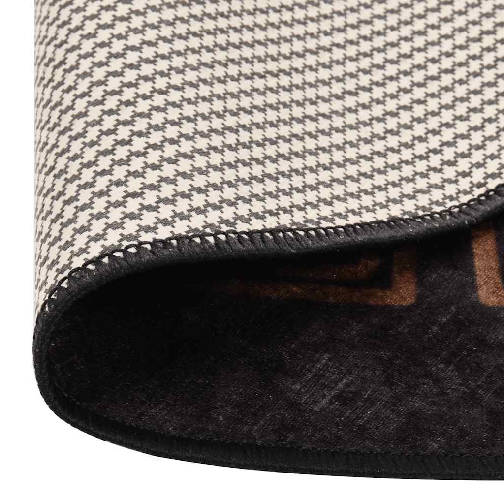 Tappeto Lavabile φ120 cm Nero e Oro