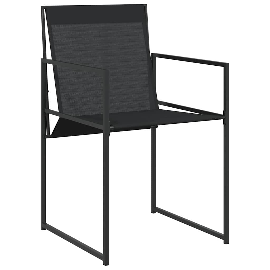 Set da Pranzo per Giardino 9 pz Nero Textilene e Acciaio