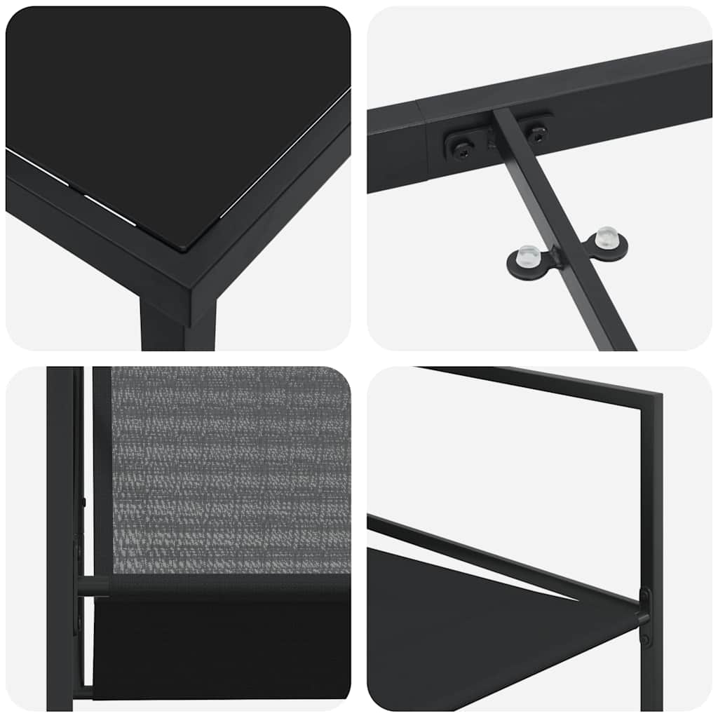 Set da Pranzo per Giardino 9 pz Nero Textilene e Acciaio