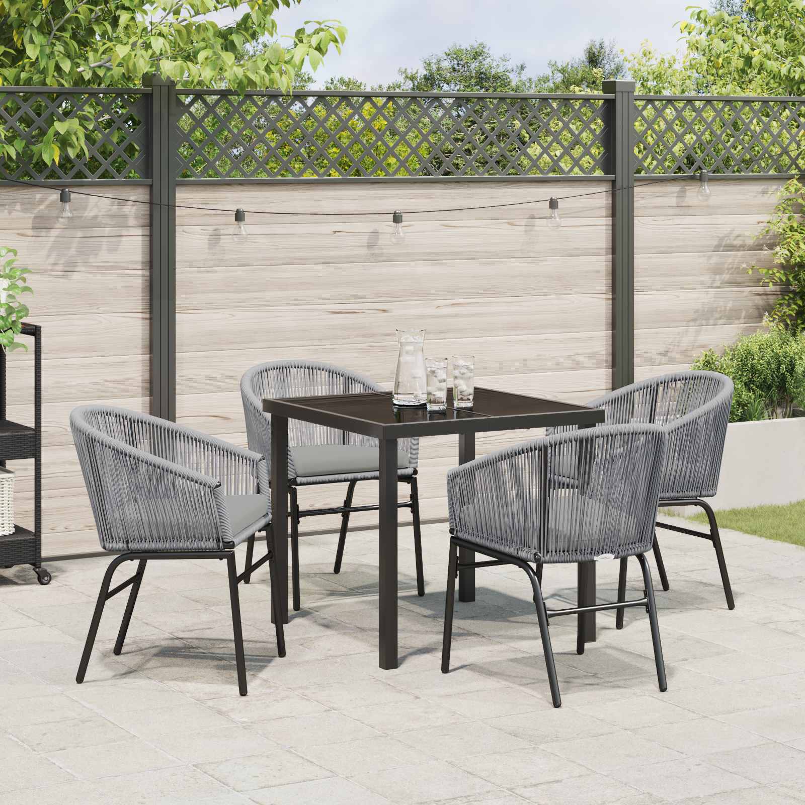 Set da Pranzo per Giardino 5 pz Antracite