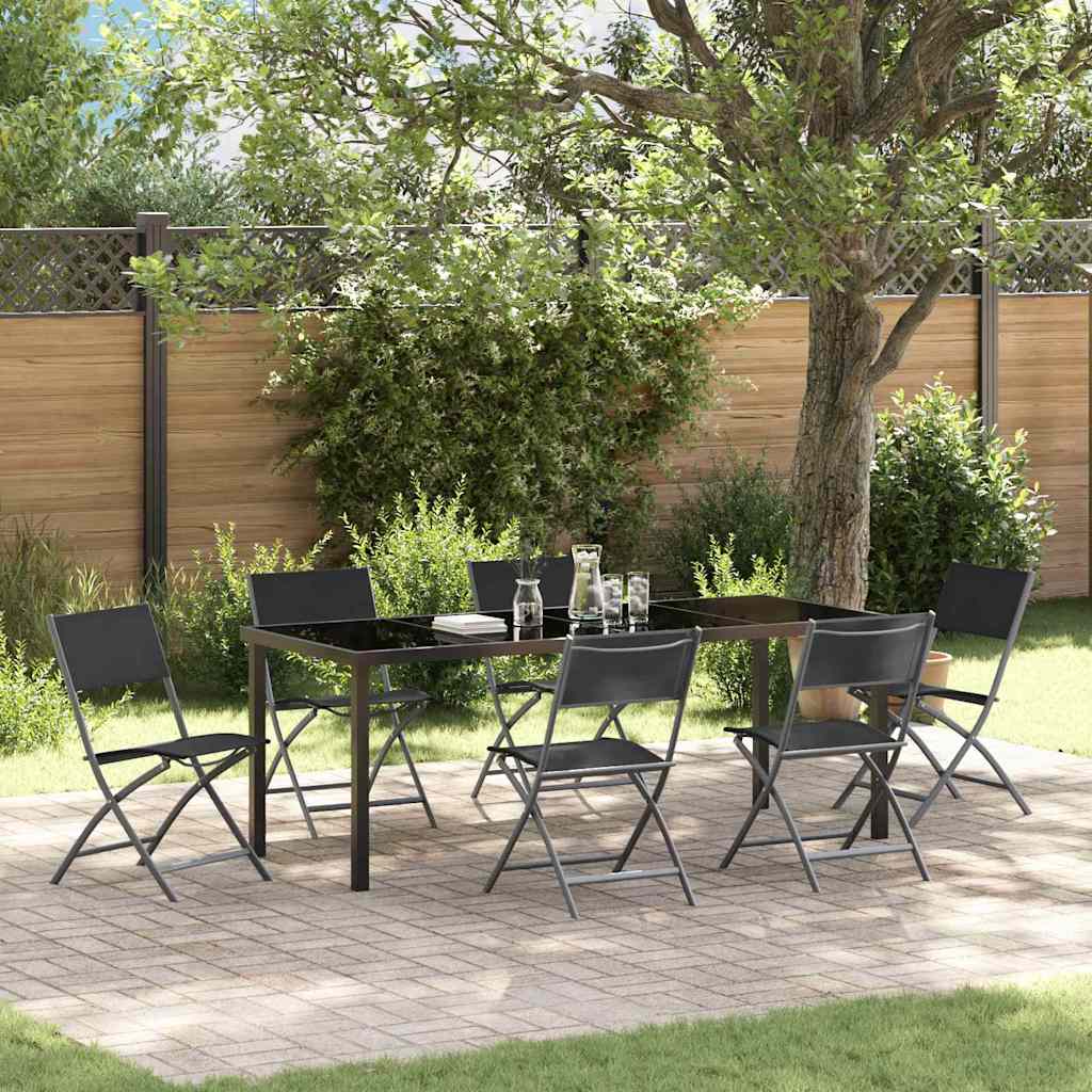 Set da Pranzo per Giardino 7 pz Nero