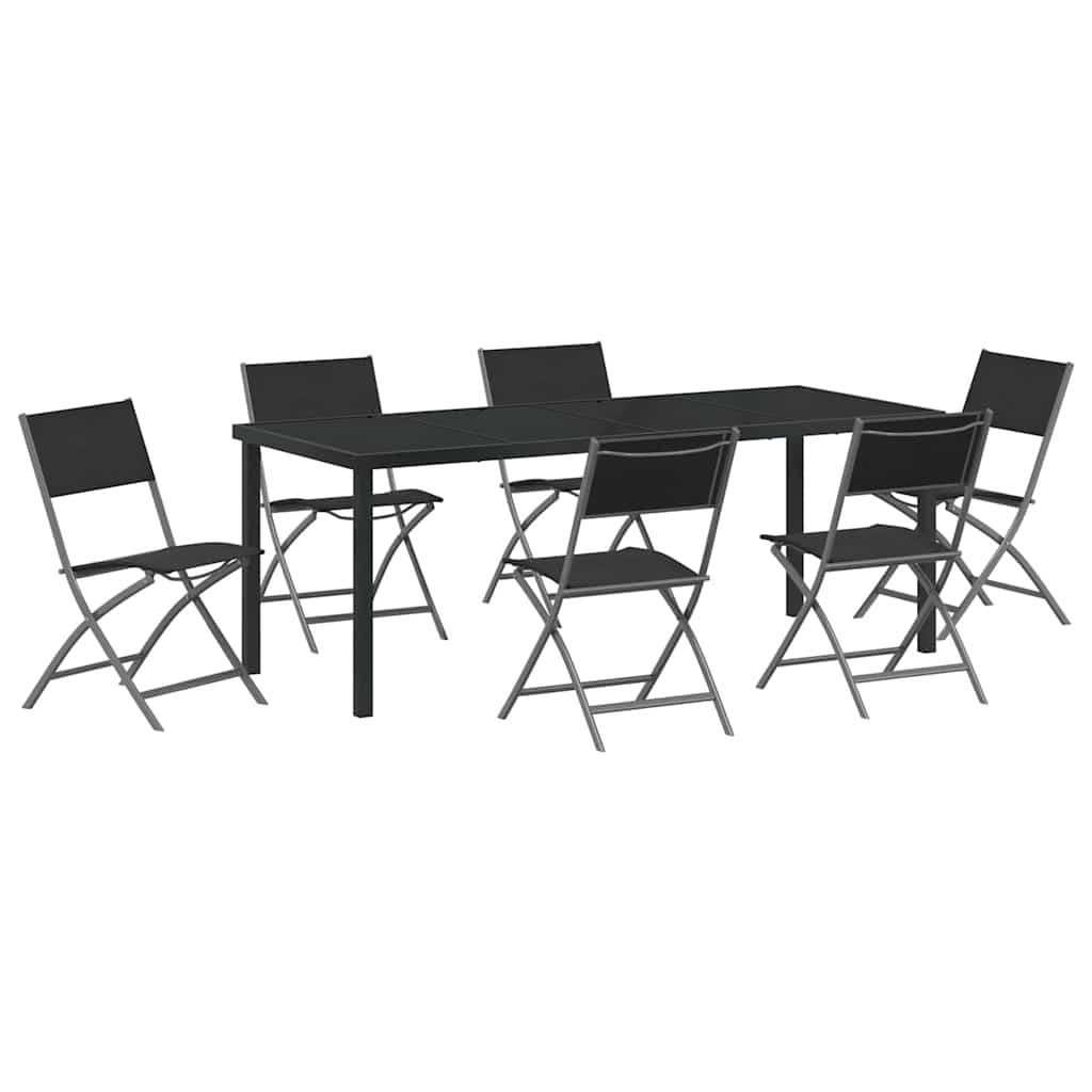 Set da Pranzo per Giardino 7 pz Nero